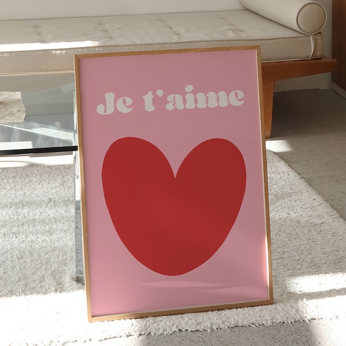Je Taime French Quote Art Print, Girly Decor