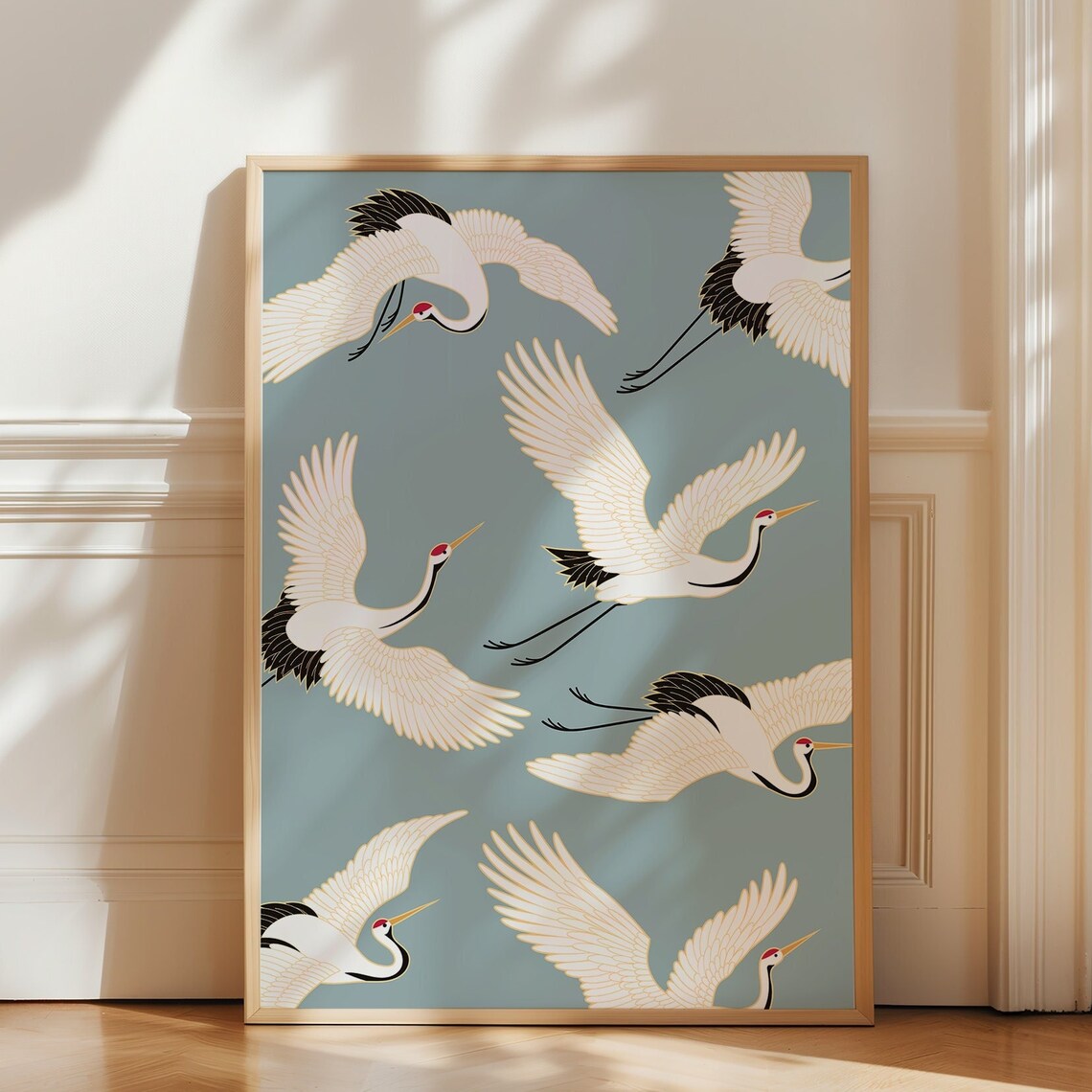 Japanese Cranes Vintage Poster Print