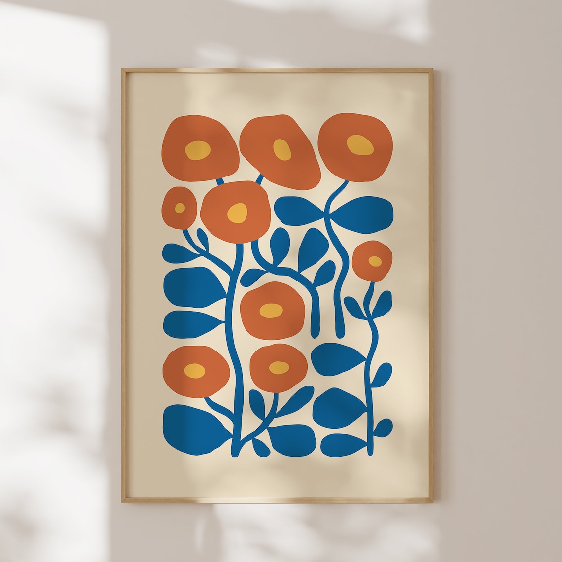 Folk Botanical Wall Art Boho Floral Print Flower Market Illustration Mid Century Modern