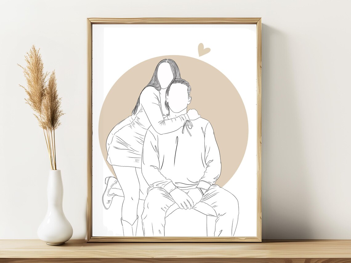 Custom Family Line Art, Personalized Couple Art Print