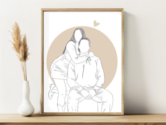 Custom Family Line Art, Personalized Couple Art Print