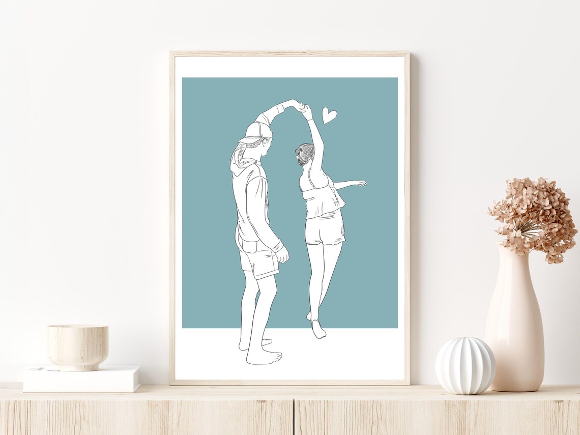 Couple Line Art Custom Anniversary Gift Poster