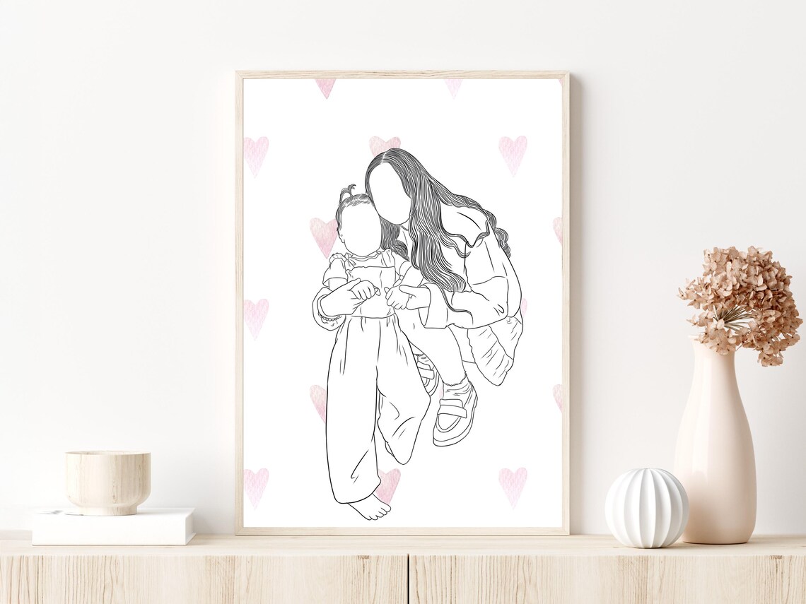Custom Godmother Line Drawing, Personalized Gift