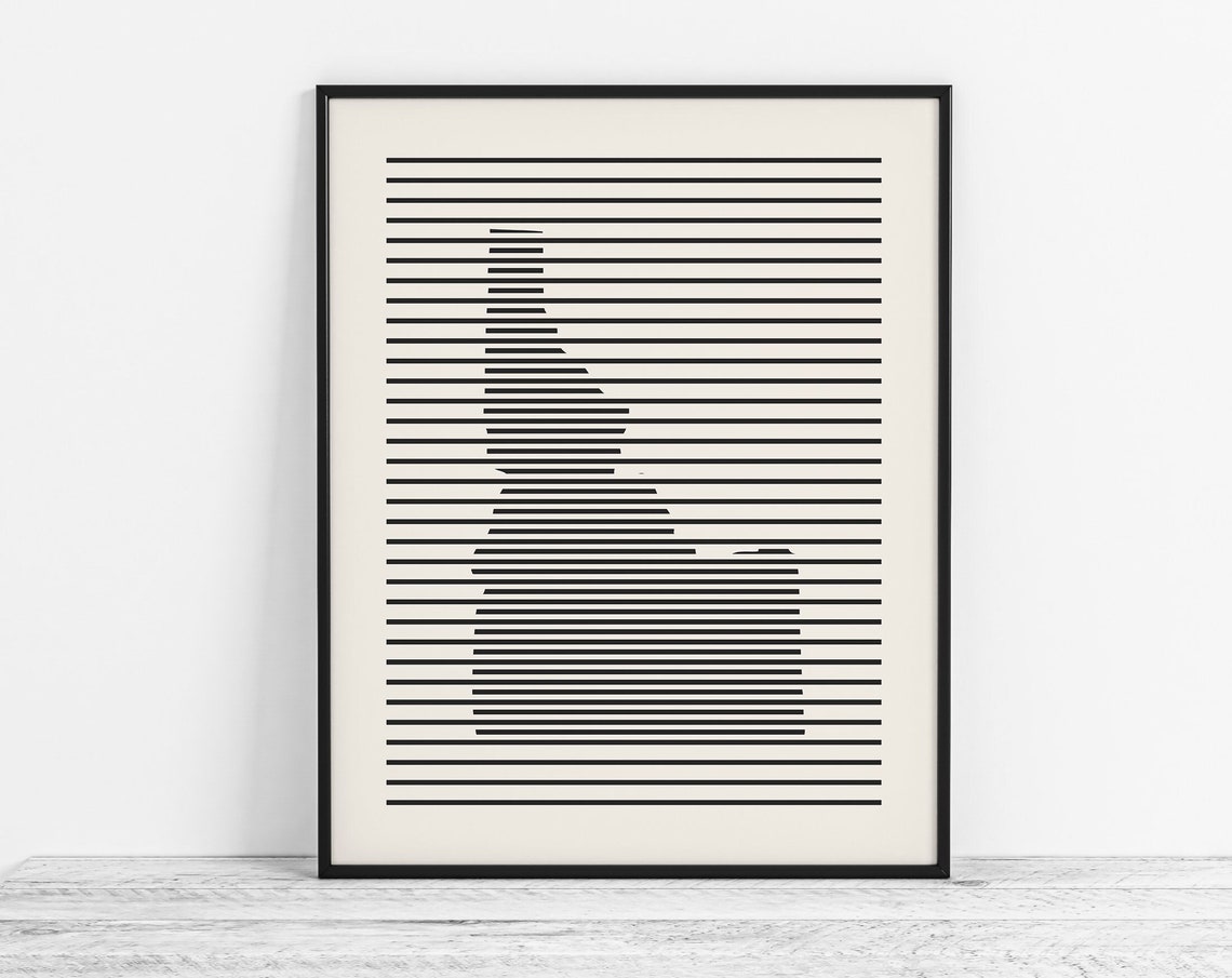 Abstract Line Map Of Idaho Art Print Minimalist Wall