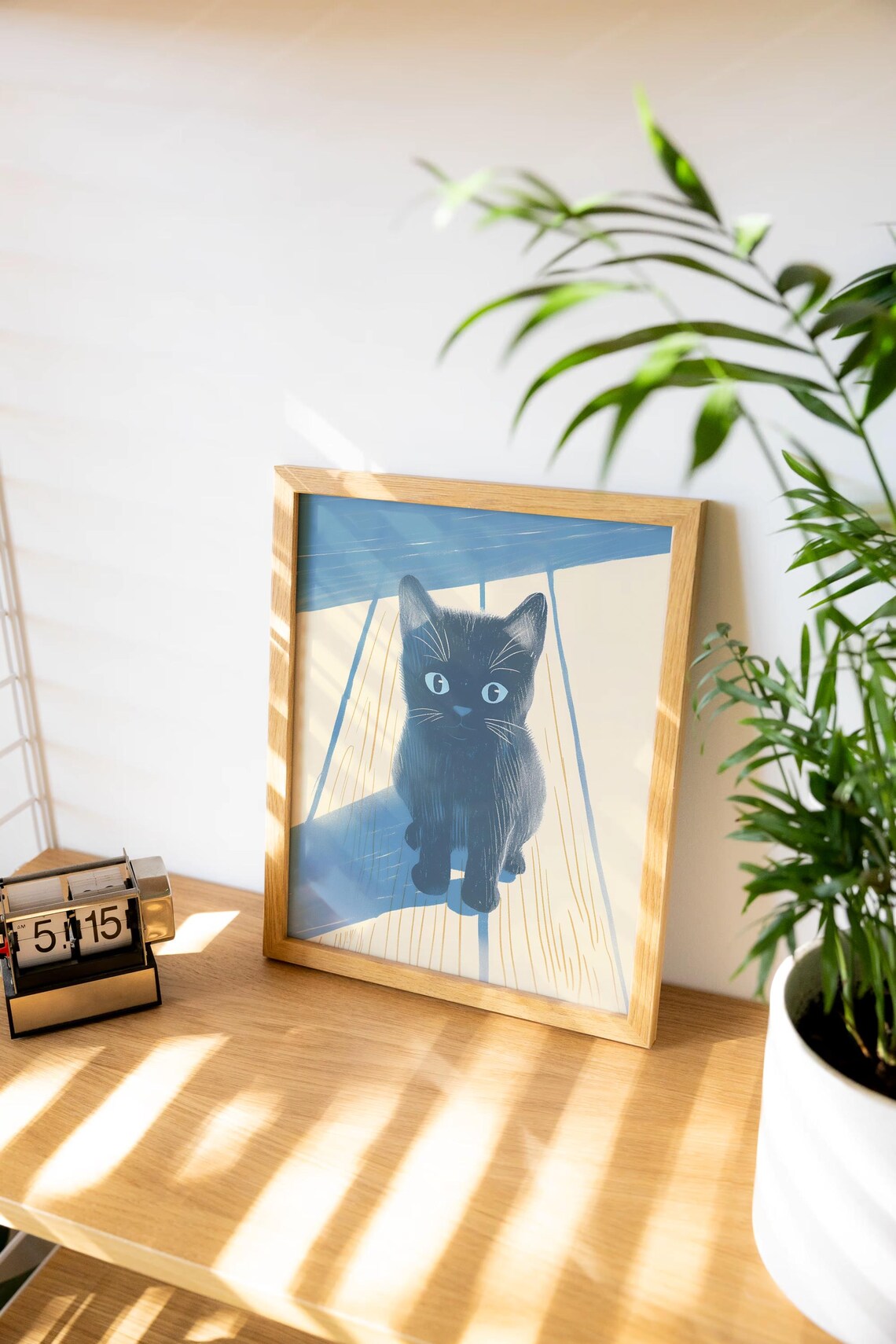 Adorable Black Kitten Illustration for a Modern Kids Room Poster