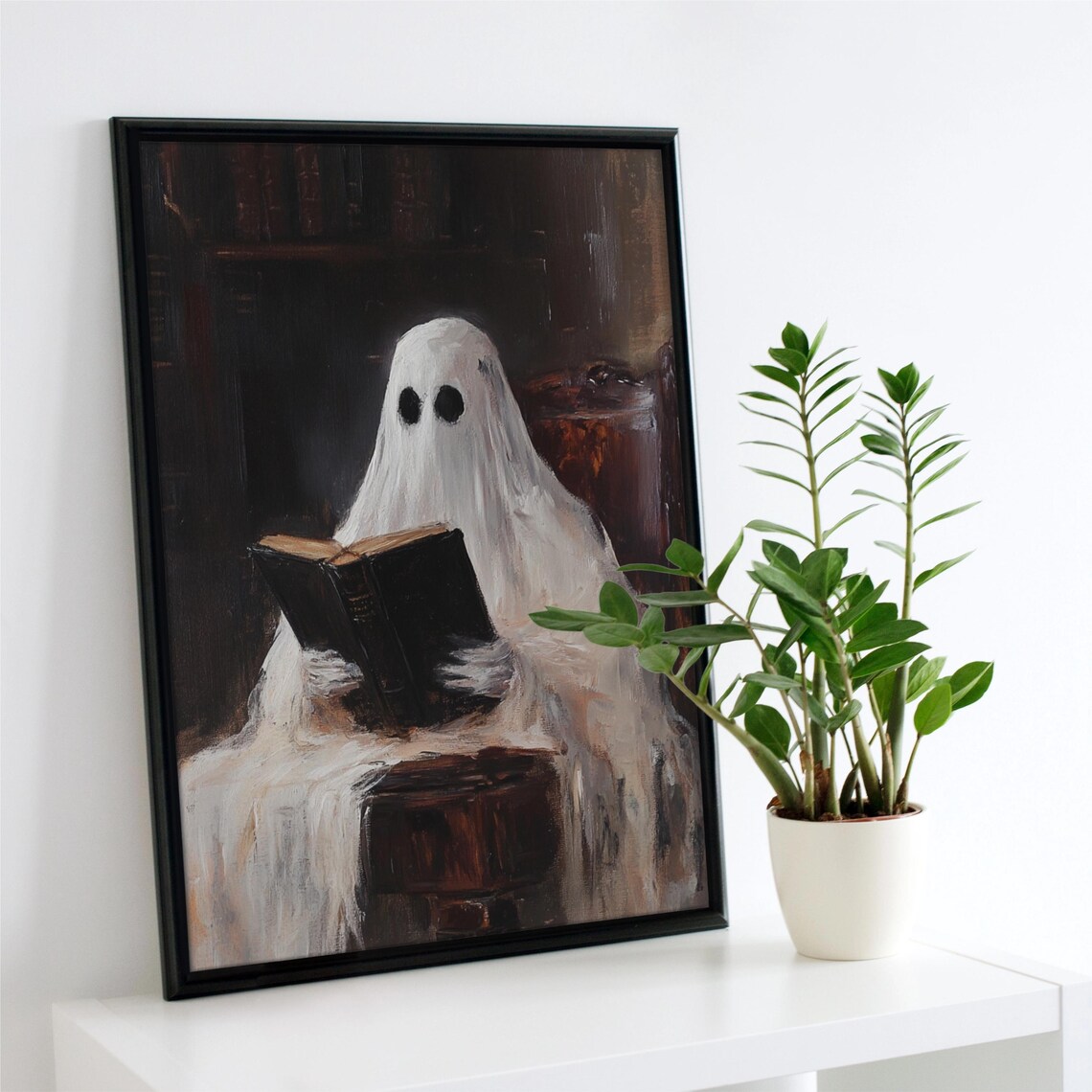 Ghost Reading Vintage Halloween Art Print - Image 3