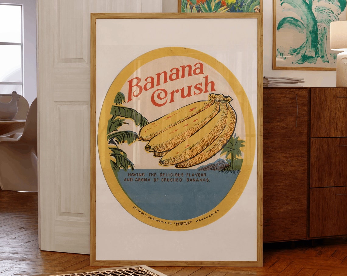 Funny Banana Kitchen Print Banana Wall Art Banana Vintage Poster Banana Room Decor Vintage Kitchen Wall Art Food Poster Fruits Print
