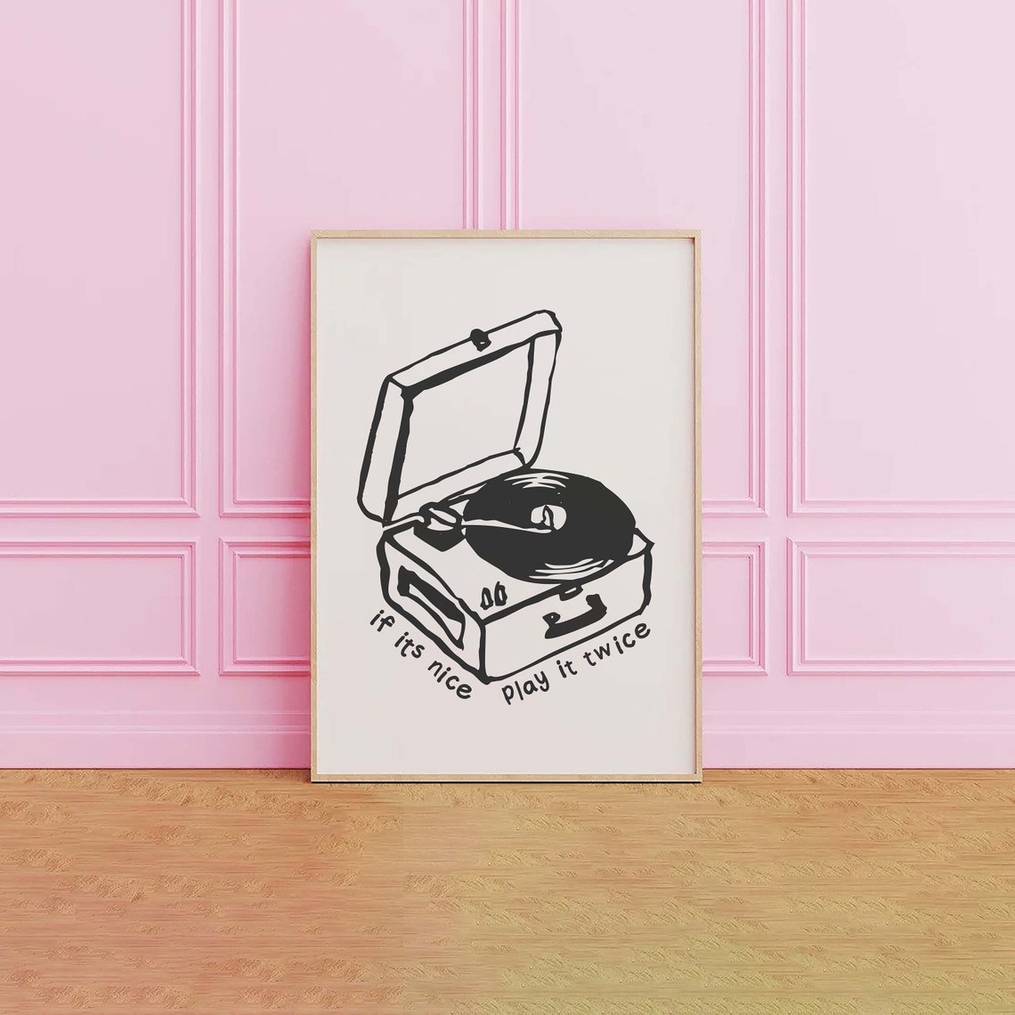 Record Player Play It Twice Music Quote Poster for Vinyl Lovers - Image 4