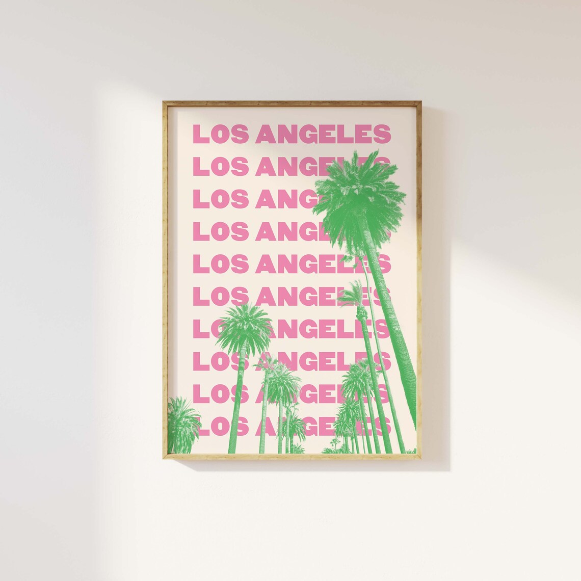 Los Angeles Green Palm Trees Pop Art Travel Poster for Wall Decor - Image 3