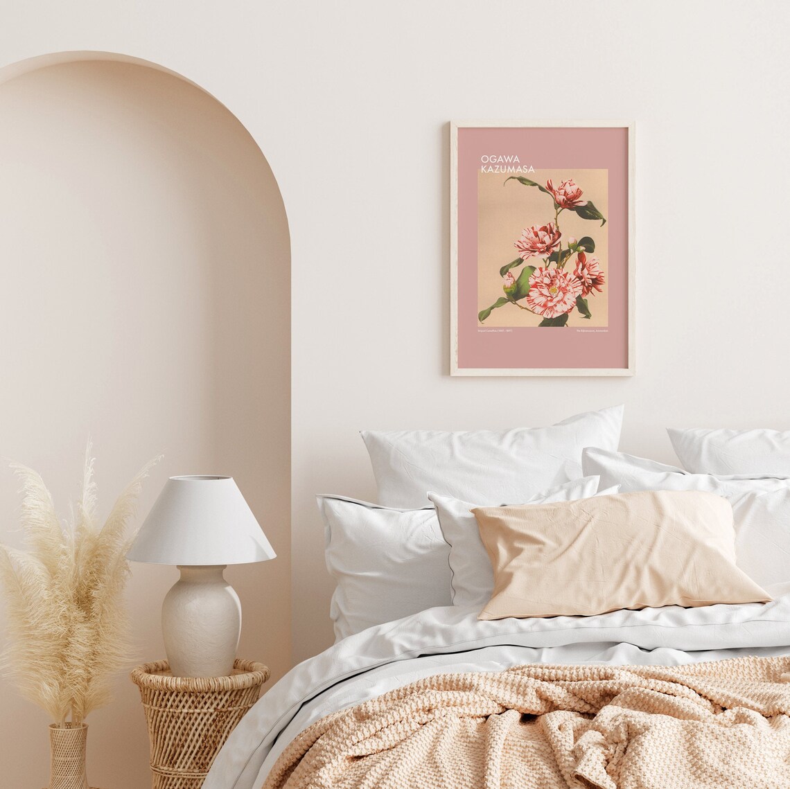 Ogawa Kazumasa Striped Camellias Pink Vintage Botanical Photo Print - Image 3