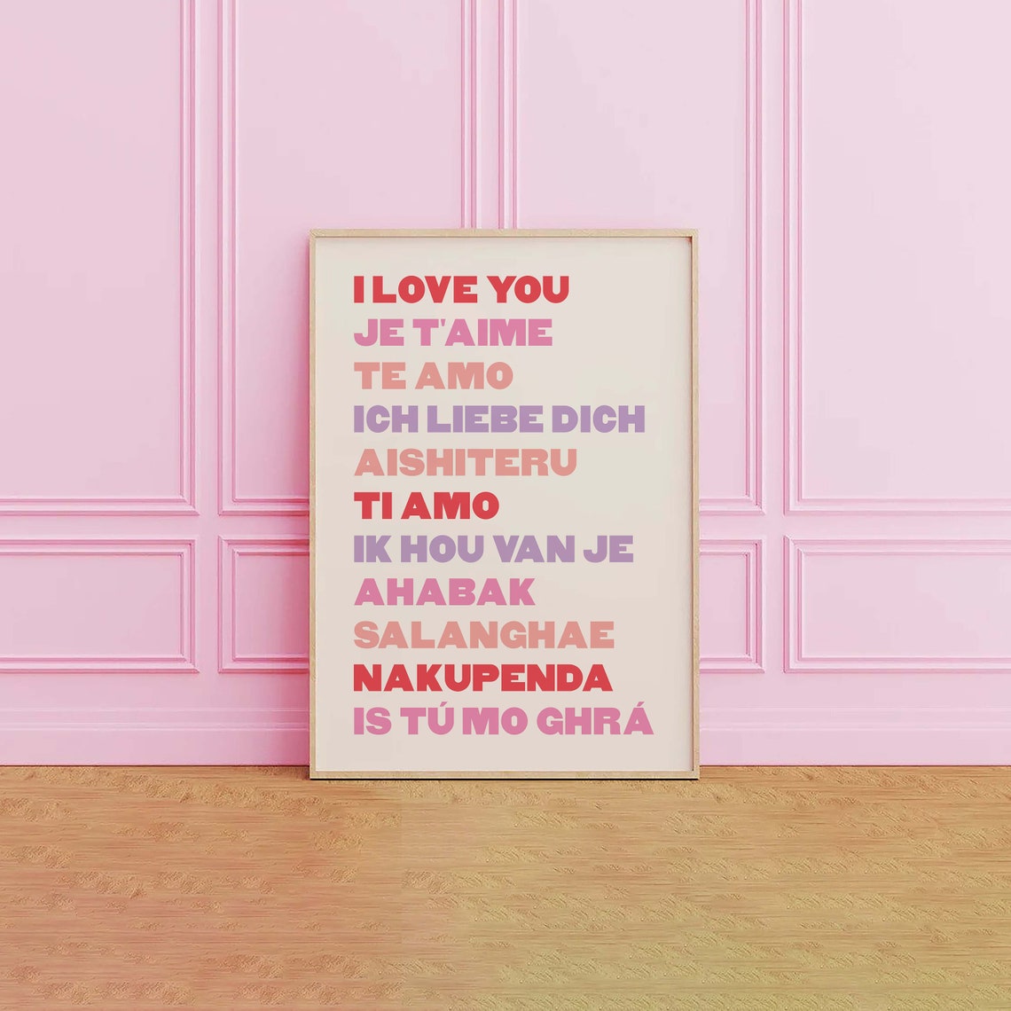 I Love You In Different Languages Multicolor Typography Art Poster - Image 6