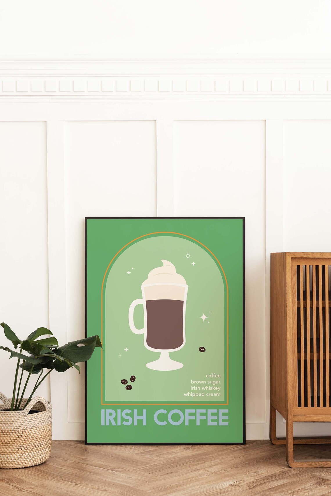 Irish Coffee Green Retro Recipe Kitchen Bar Cocktail Cute Decor Poster - Image 4