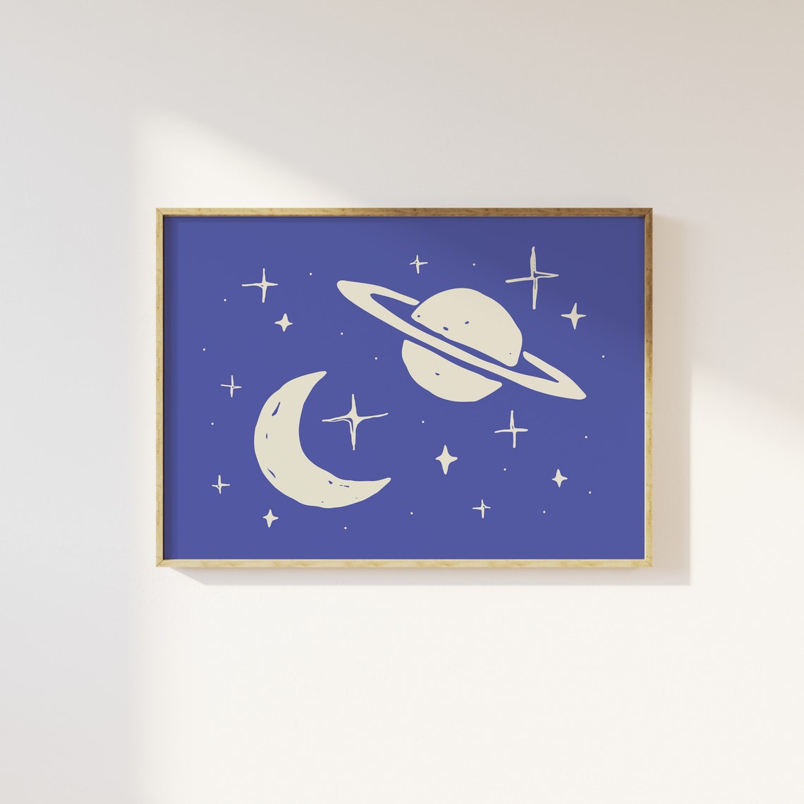 Outer Space Print Art Cute Stars And Planets Art Print Blue Wall Art Boho Space - Image 3