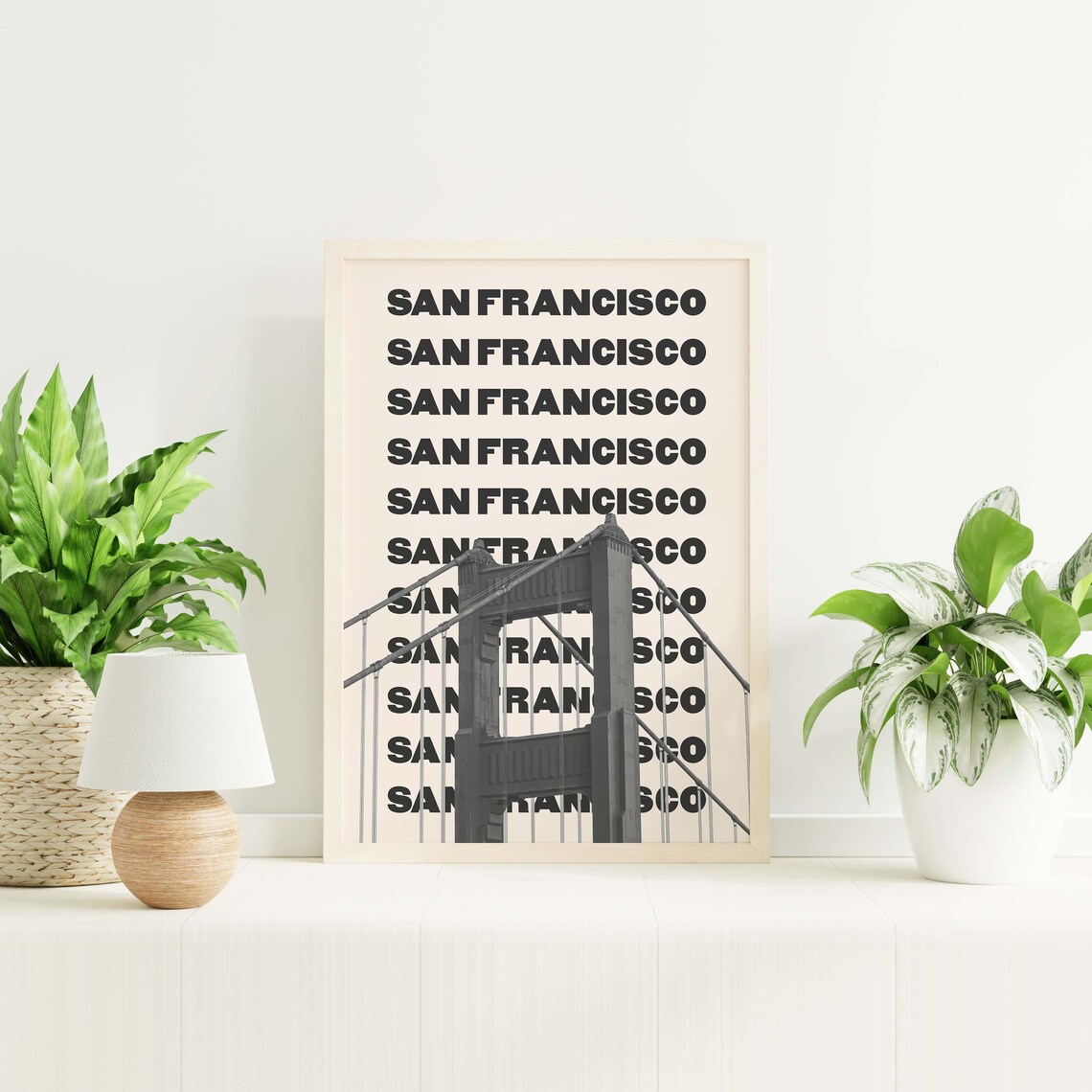San Francisco Golden Gate Bridge Black White Retro City Travel Poster - Image 6