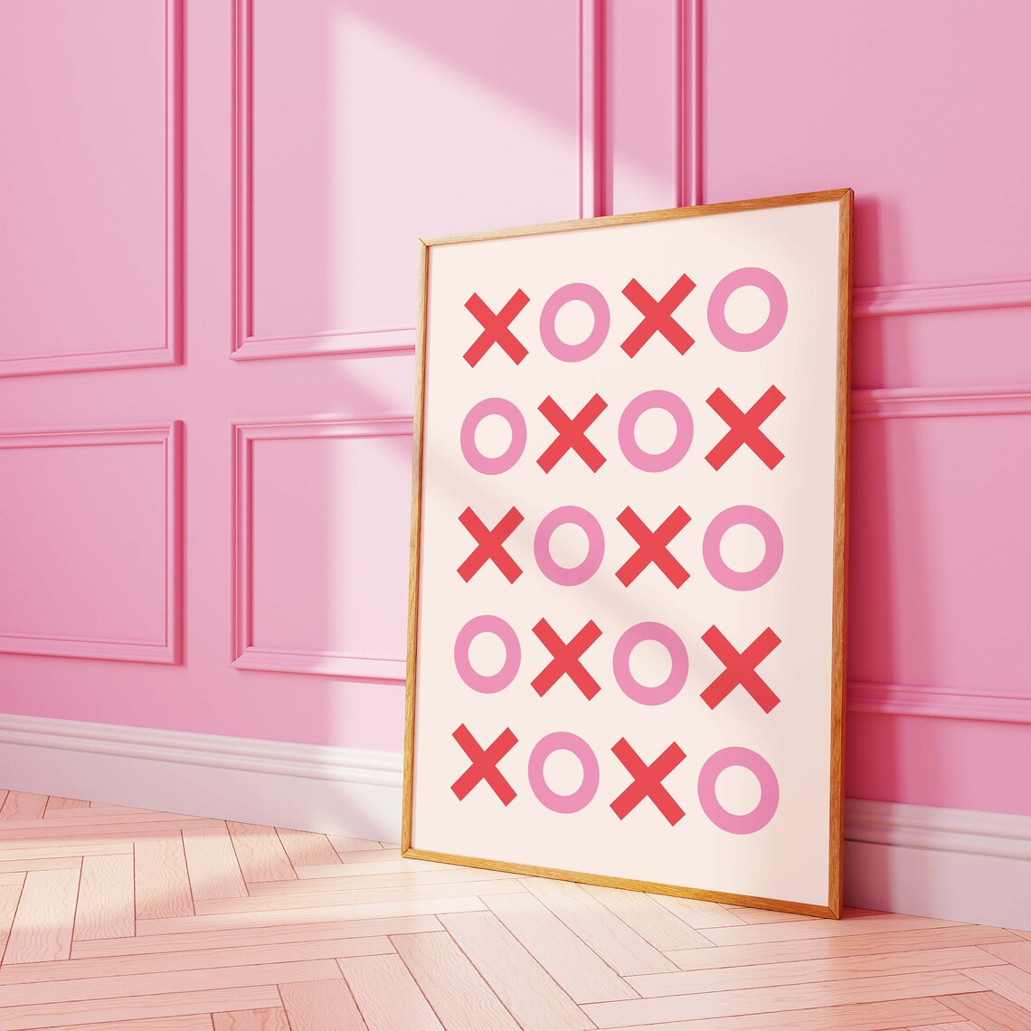XOXO Hugs And Kisses Retro Red Pink Valentine Typography Poster - Image 6
