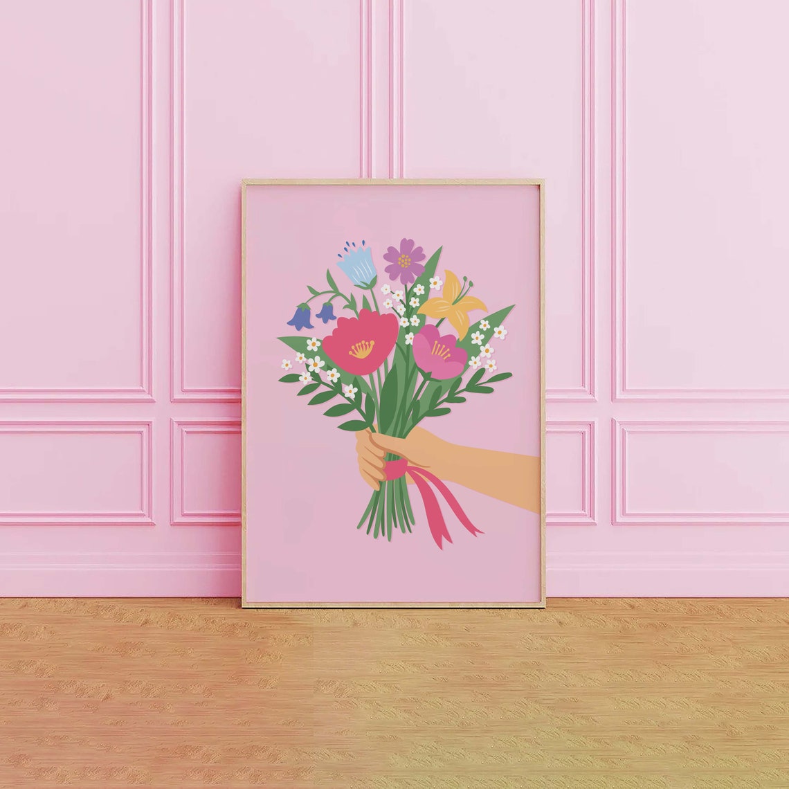Hand Holding Wildflower Bouquet Colorful Spring Floral Gift Poster - Image 2