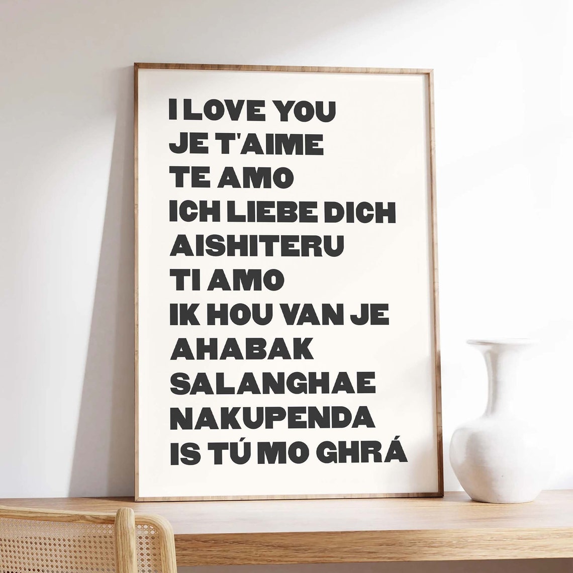 I Love You In Different Languages Minimalist Love Quote Wall Print - Image 4