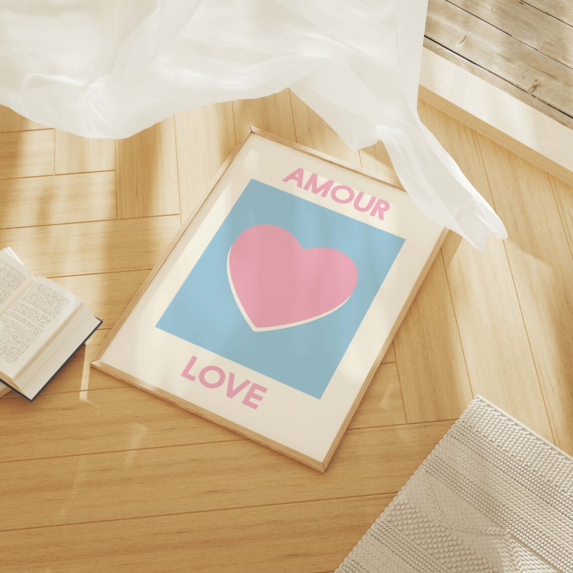 Amour Love Pink Heart Sky Blue French Inspired Room Decor Poster - Image 6