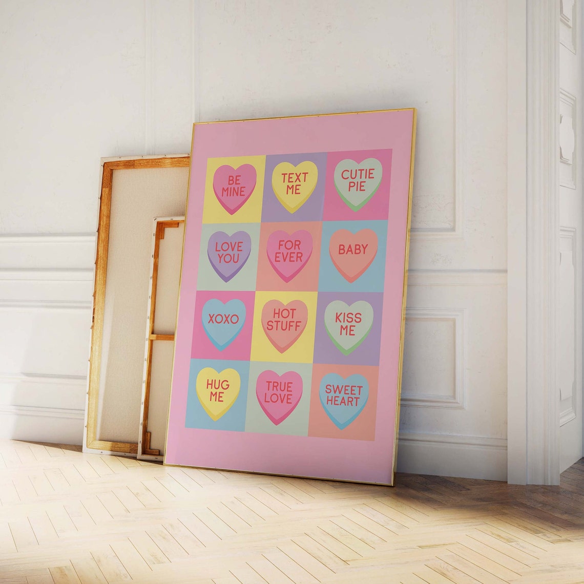 Heart Candy Print Art Cute Valentines Decor Heart Candy Wall Art Trendy Pastel Pink Art Print - Image 5