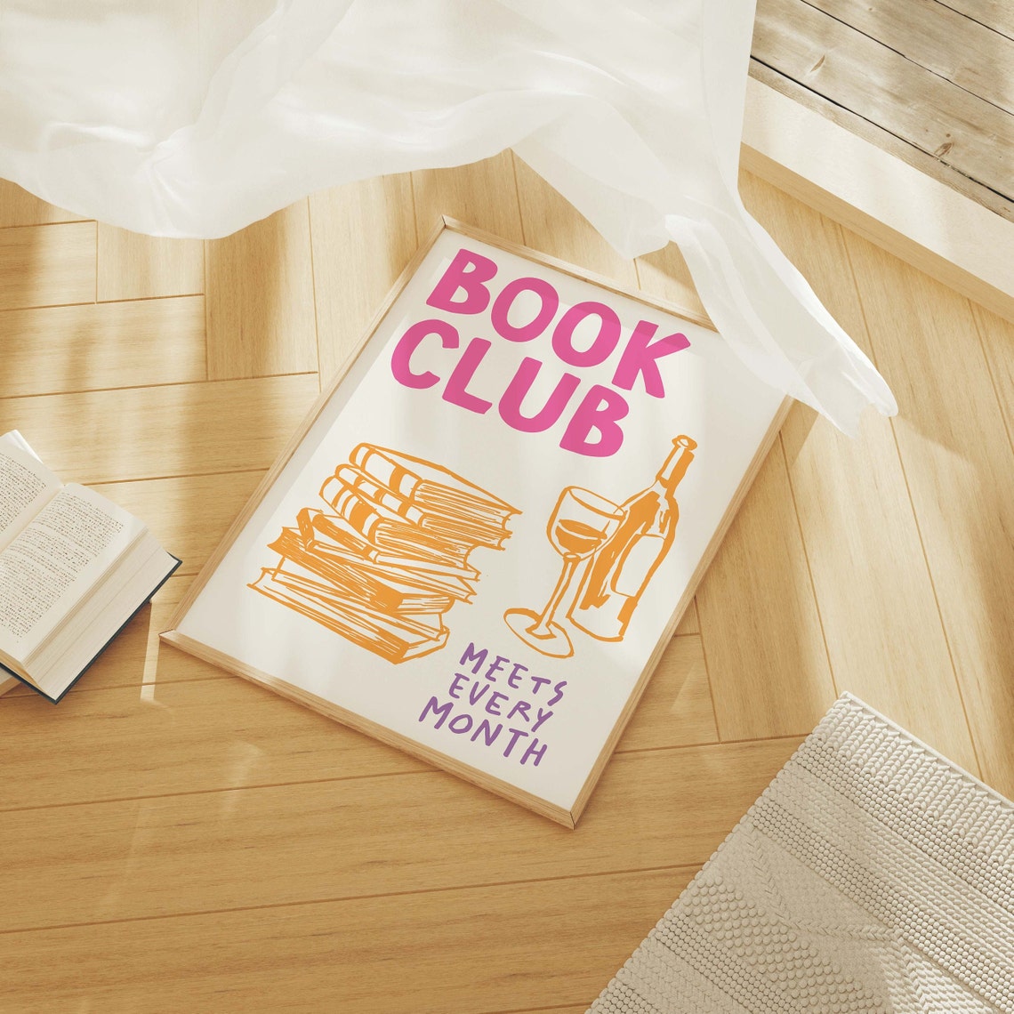 Book Club Print Art Cute Book Club Decor Trendy Reading Poster Book Lover Wall Art - Image 3