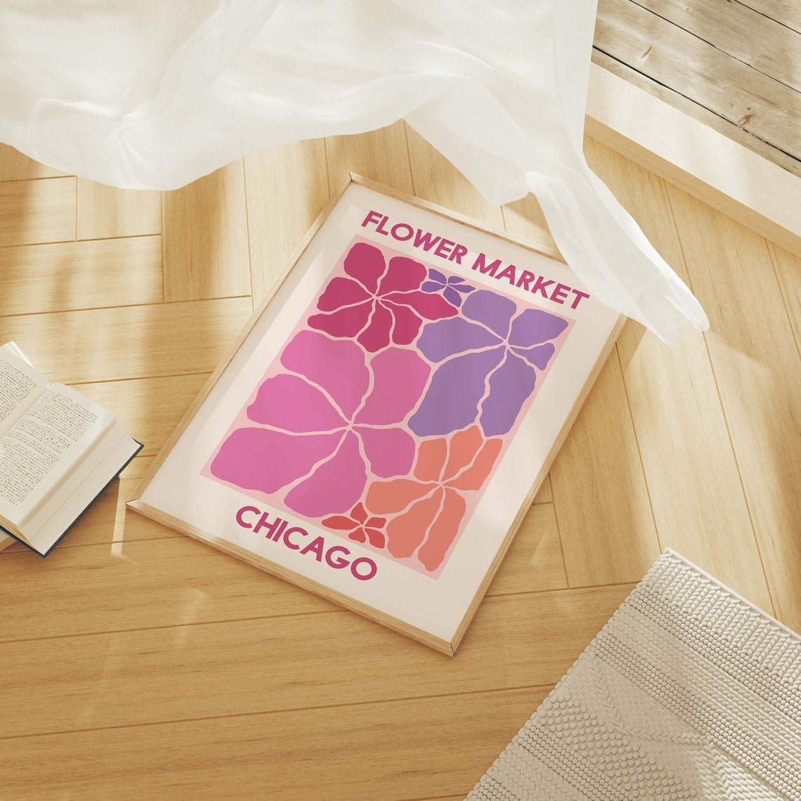 Flower Market Chicago Pink Purple Orange Abstract Bloom Poster - Image 6