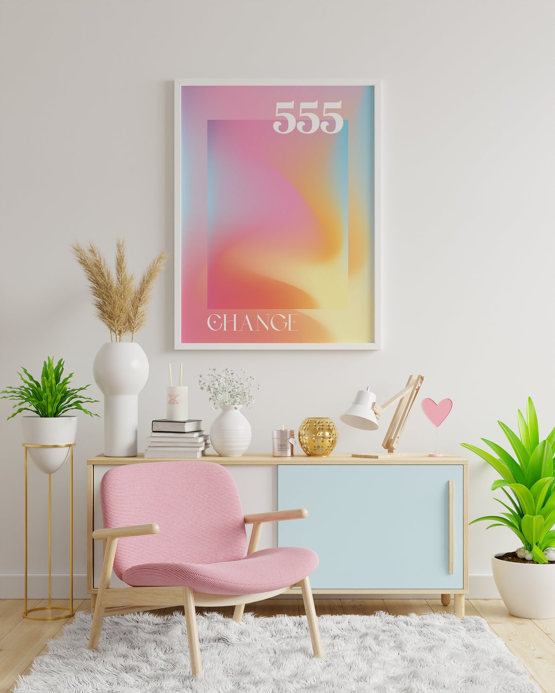 Angel Number 555 Change Poster with Rainbow Aura Gradient Design - Image 3