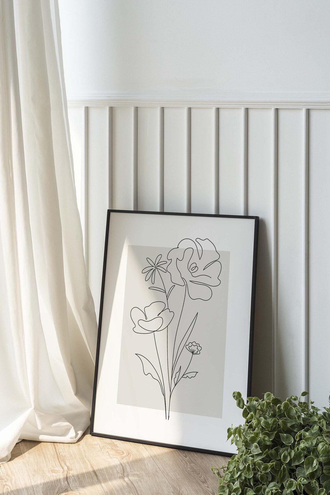 Neutral Line Art Poppy Flowers Beige Minimalist Floral Decor Poster - Image 6