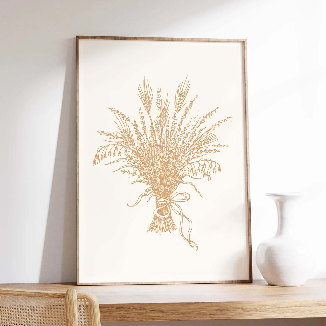 Wheat Sheaf Orange Line Autumn Harvest Botanical Wall Decor Poster - Image 4