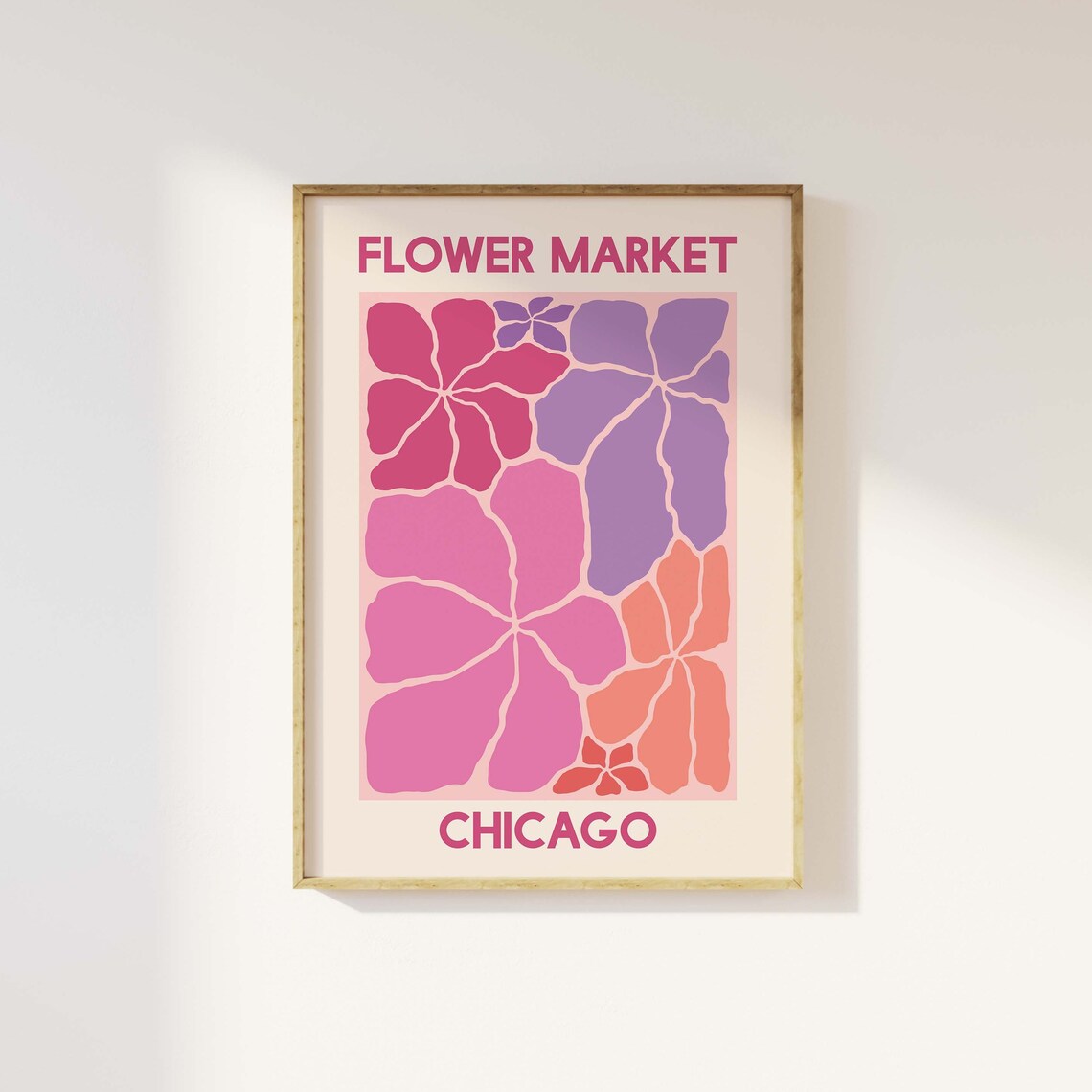 Flower Market Chicago Pink Purple Orange Abstract Bloom Poster - Image 5