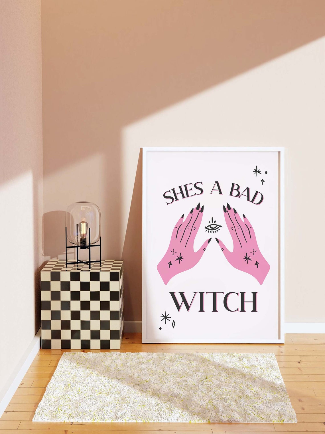 Shes A Bad Witch Print Art Cute Pink Gothic Art Poster Trendy Halloween Wall Art - Image 7