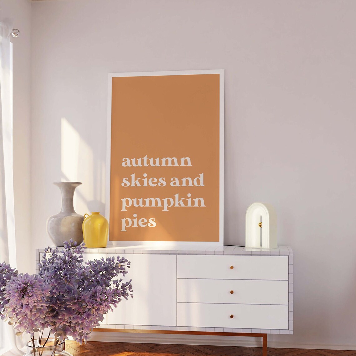 Autumn Skies And Pumpkin Pies Typography Minimal Fall Art Poster - Image 2