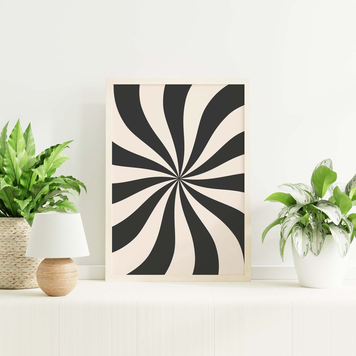 Black White Spiral Swirl 70s Retro Trendy Abstract Wall Poster - Image 6