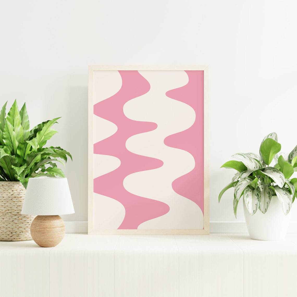 Blush Pink Cream Groovy Wavy Lines Soft Modern Abstract Poster - Image 4