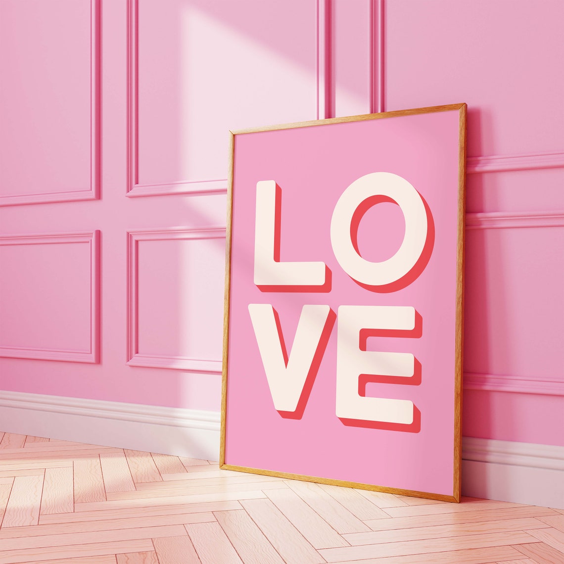 Pink LOVE Bold Typography Retro Modern Valentine Love Quote Poster - Image 5
