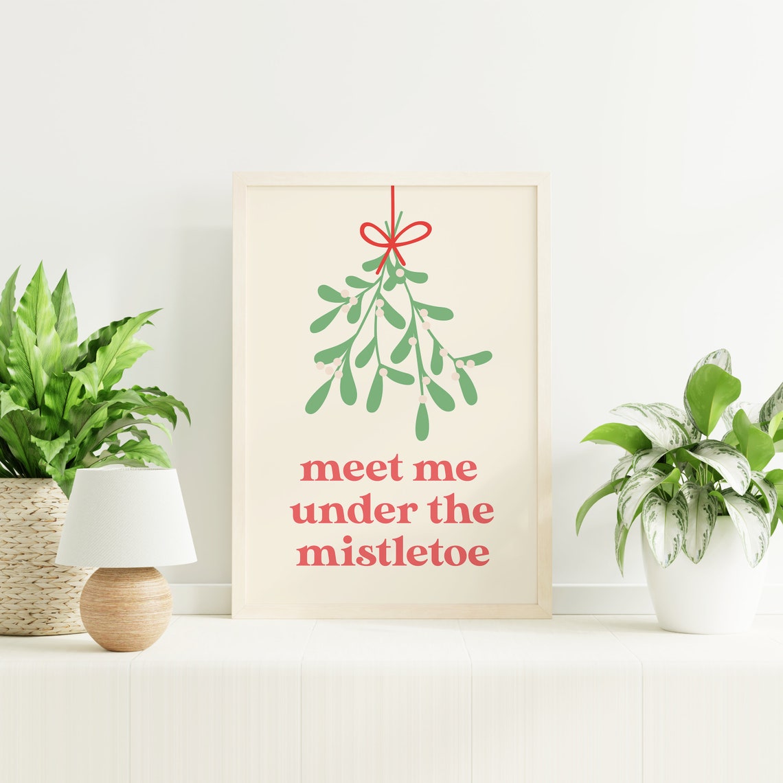 Mistletoe Print Art Mistletoe Christmas Decor Cute Holiday Wall Art - Image 3