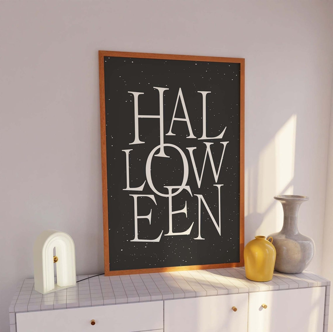 Halloween Stacked Lettering Black Starry Night Typography Poster - Image 3