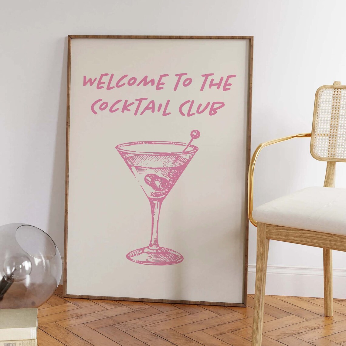 Welcome To The Cocktail Club Pink Martini Sketch Bar Art Poster - Image 3
