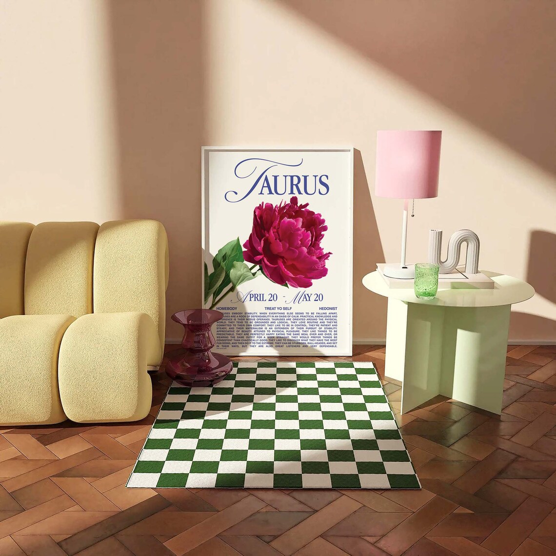 Taurus Zodiac Sign Peony Flower Retro Astrology Star Sign Personality Poster - Image 3