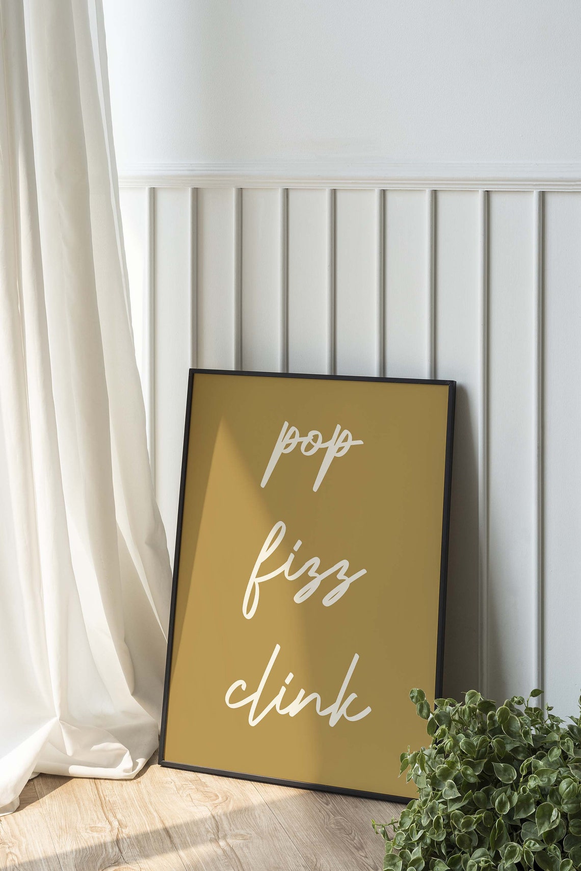 Pop Fizz Clink Print Art Gold Bar Cart Decor Cute New Years Cocktail Wall Decorations - Image 6
