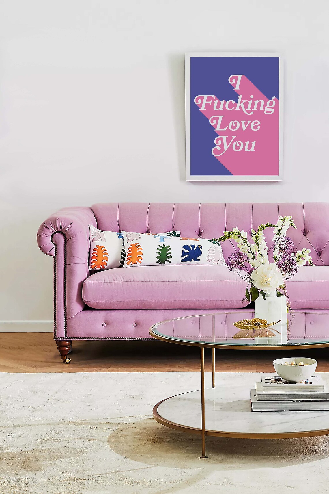 I Fucking Love You Blue Pink Retro Typography Bold Love Poster - Image 4