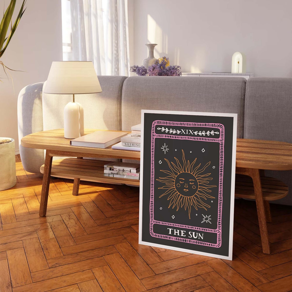 The Sun Tarot Card XIX Orange Smiling Face Celestial Wall Art - Image 7