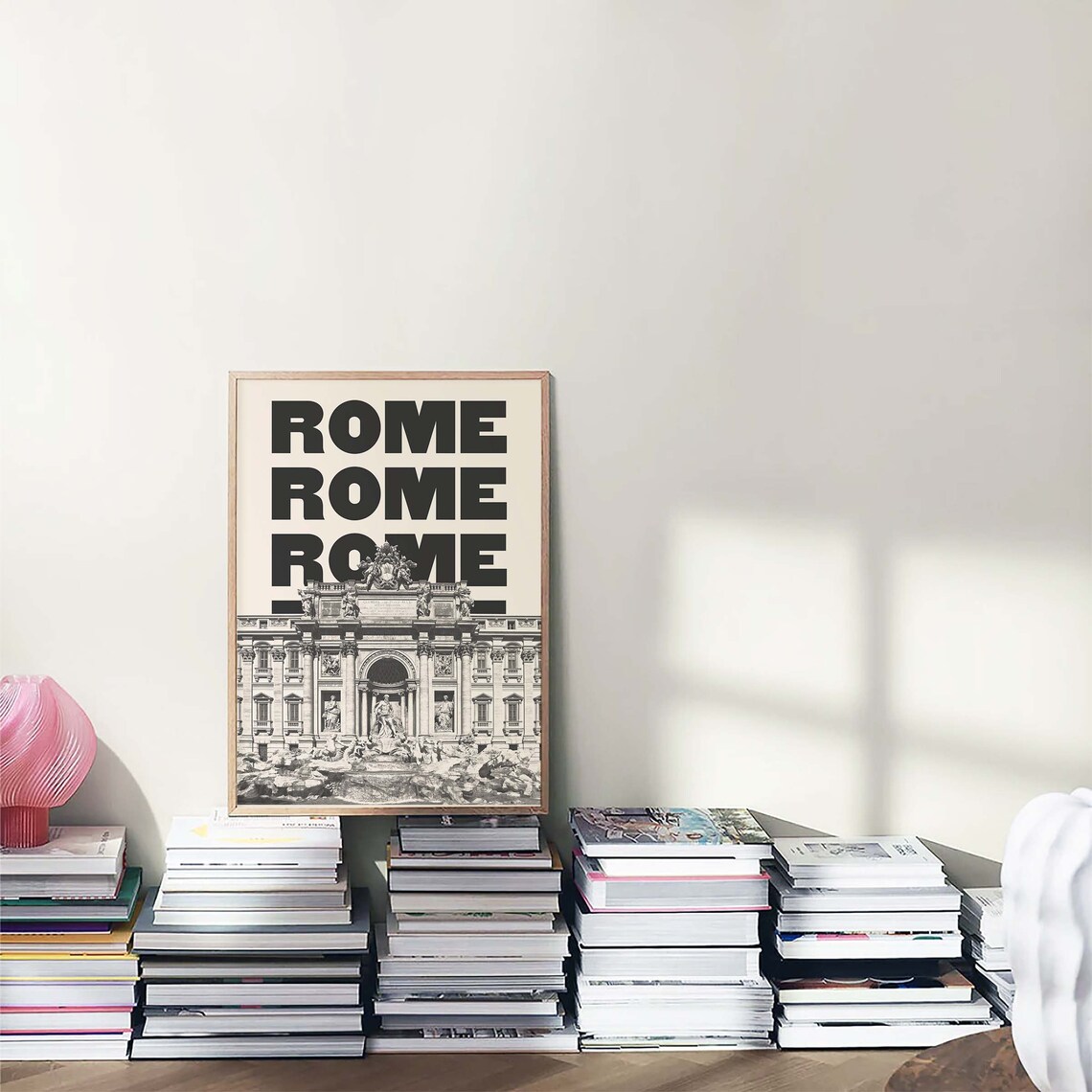 Rome Trevi Fountain Black White Bold Typography Travel Poster - Image 6