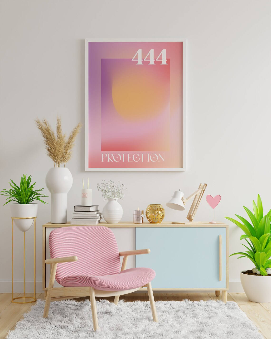 Angel Number 444 Protection Poster with Pastel Aura Gradient Design - Image 3