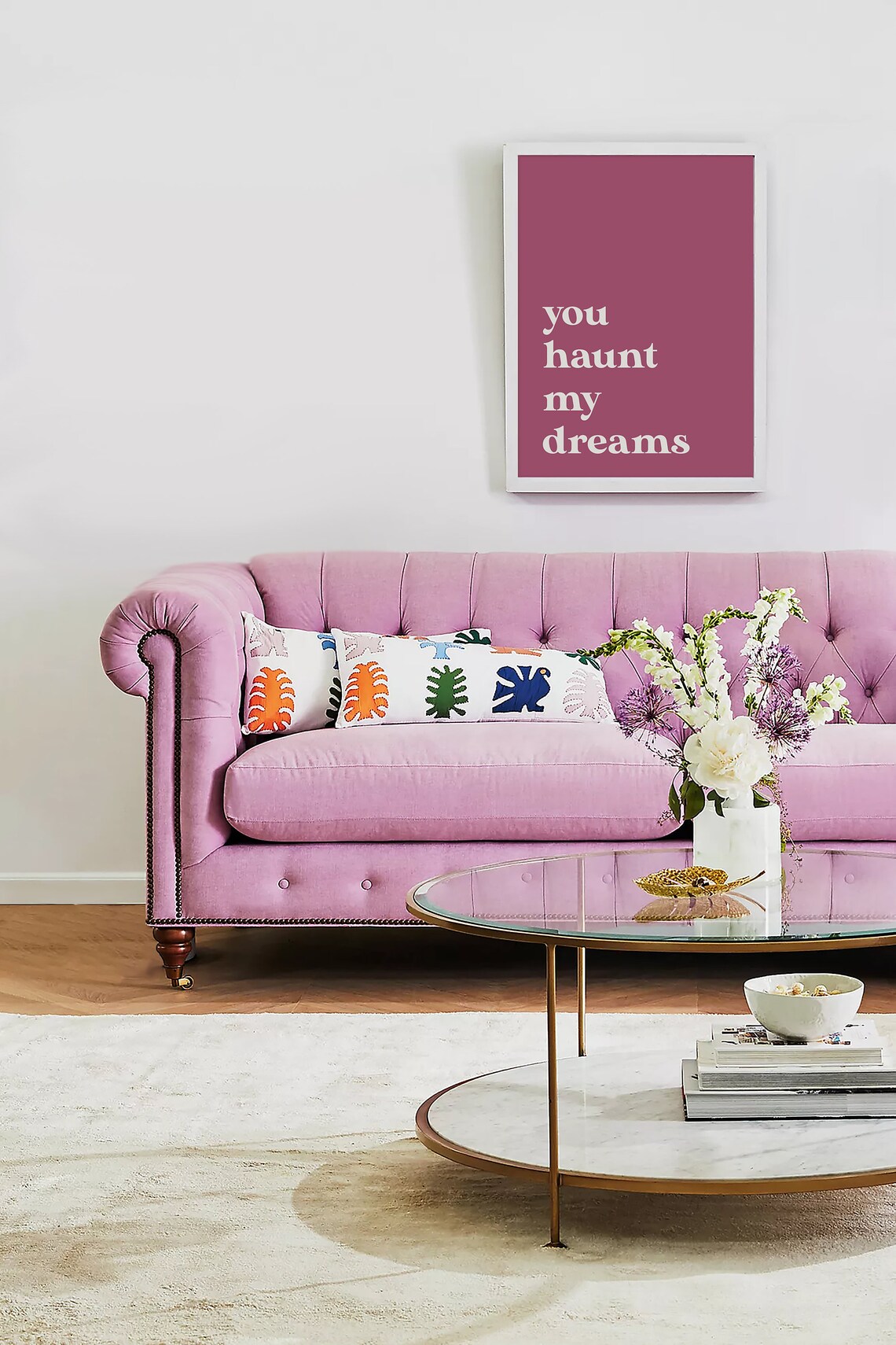 You Haunt My Dreams Mauve Pink Spooky Love Quote Typography Poster - Image 6