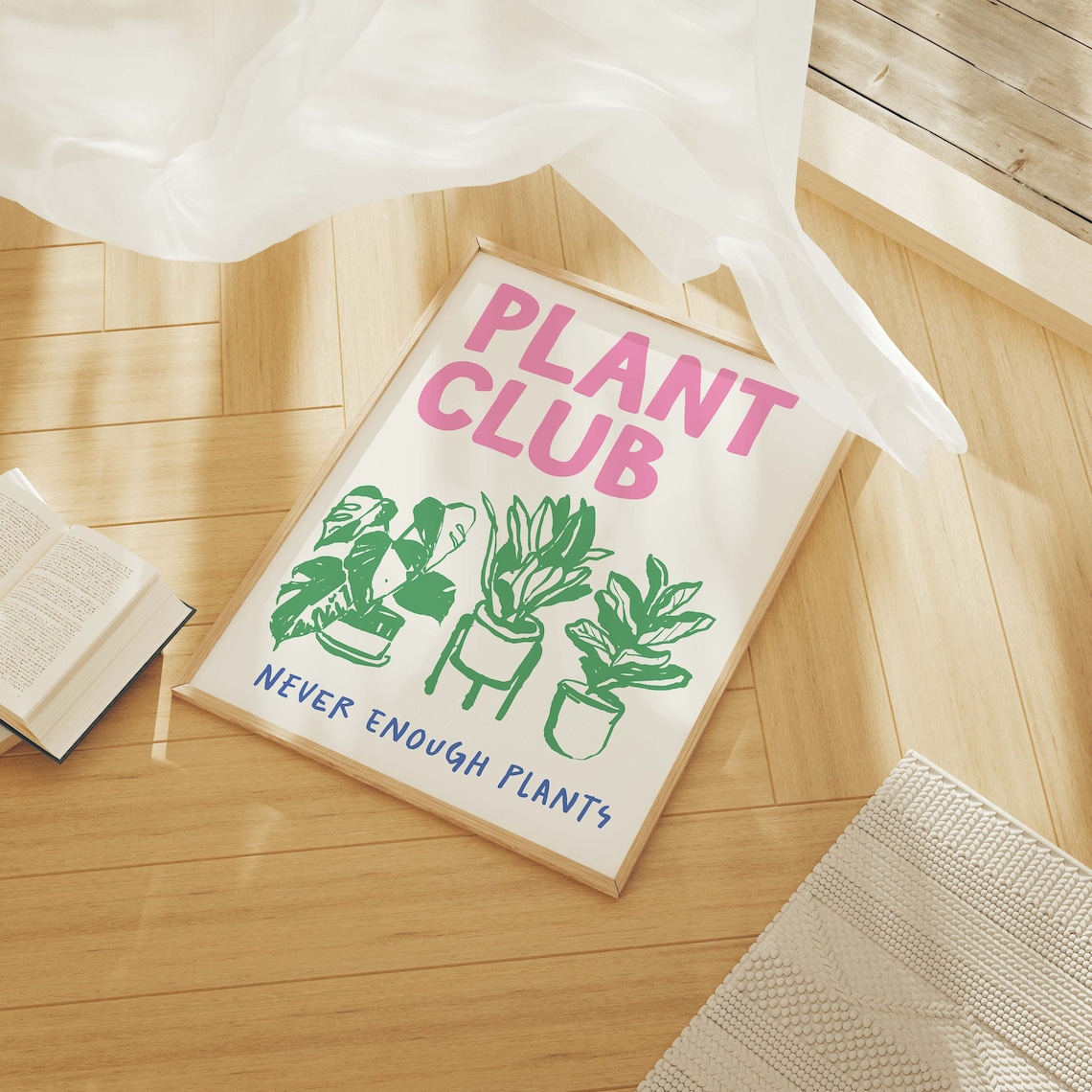 Plant Club Never Enough Plants Green Houseplant Lover Art Poster - Image 3