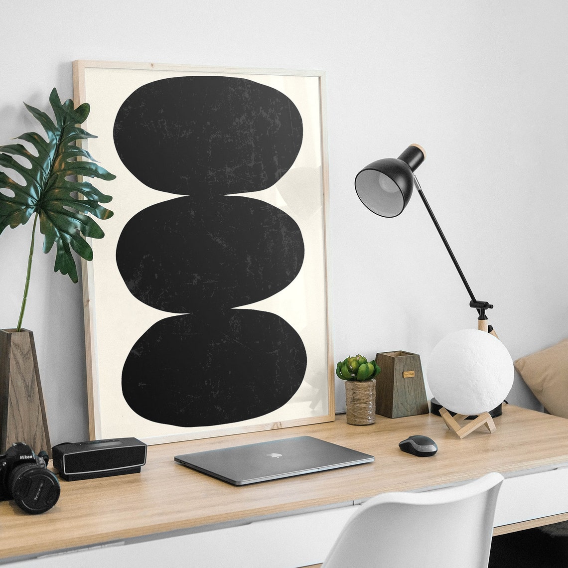 Abstract Black Wall Print Art Neutral Mcm Art Minimal Abstract Shapes Art Cute Trendy Wall Art - Image 5