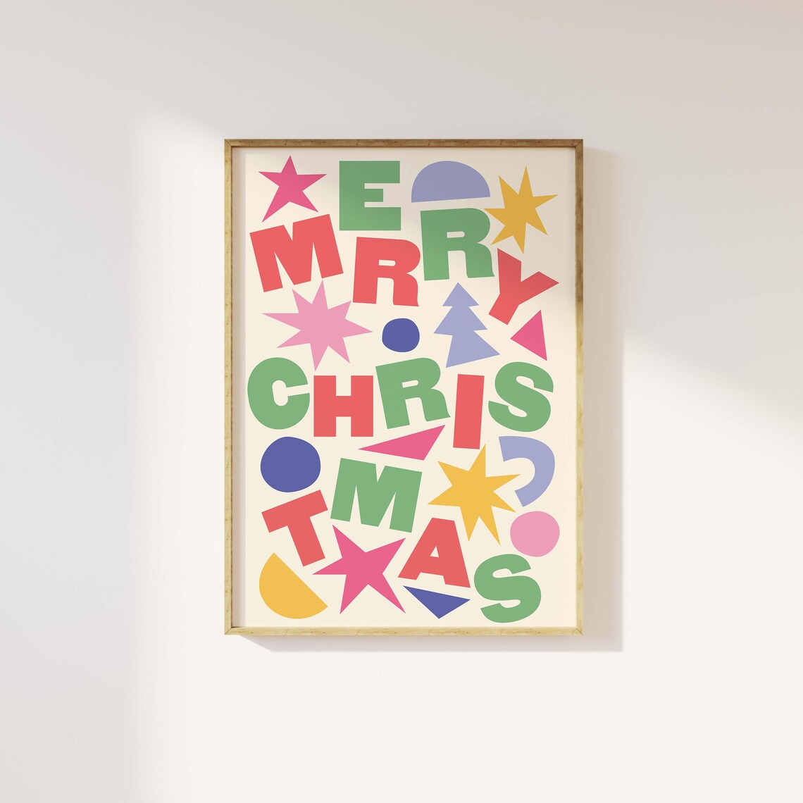 Merry Christmas Playful Letter Collage Colorful Holiday Art Poster - Image 5