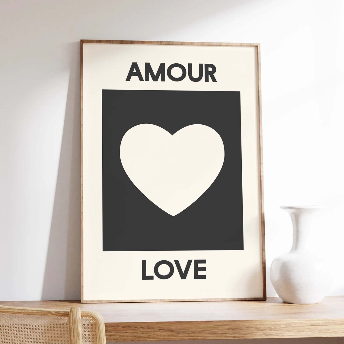 Amour Love Heart Black White Minimal French Romantic Wall Poster - Image 6