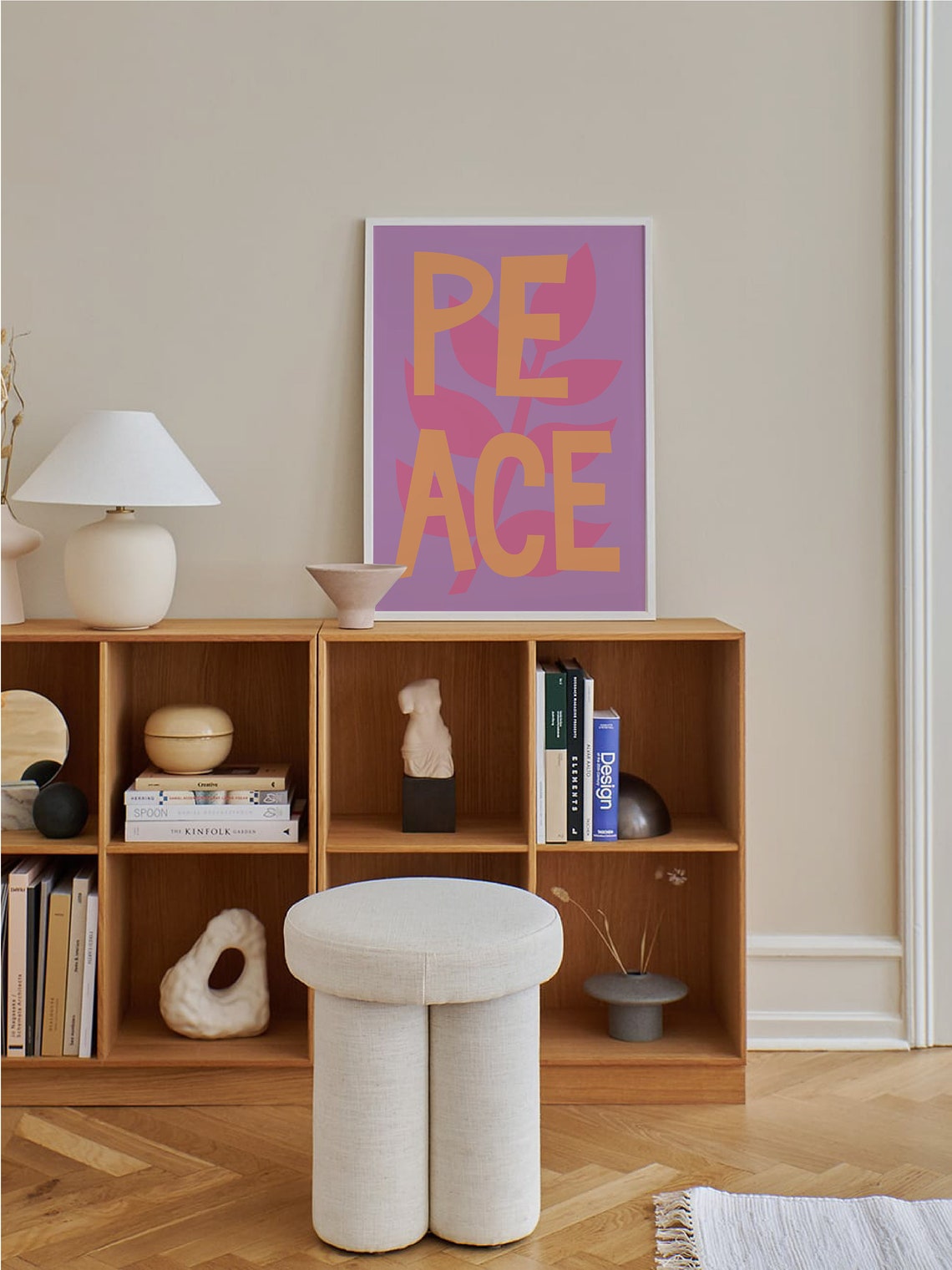 Peace Typography Orange Letters Purple Floral Inspirational Poster - Image 4
