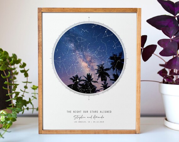 Star Map Art Print, Couples Gift For Husband